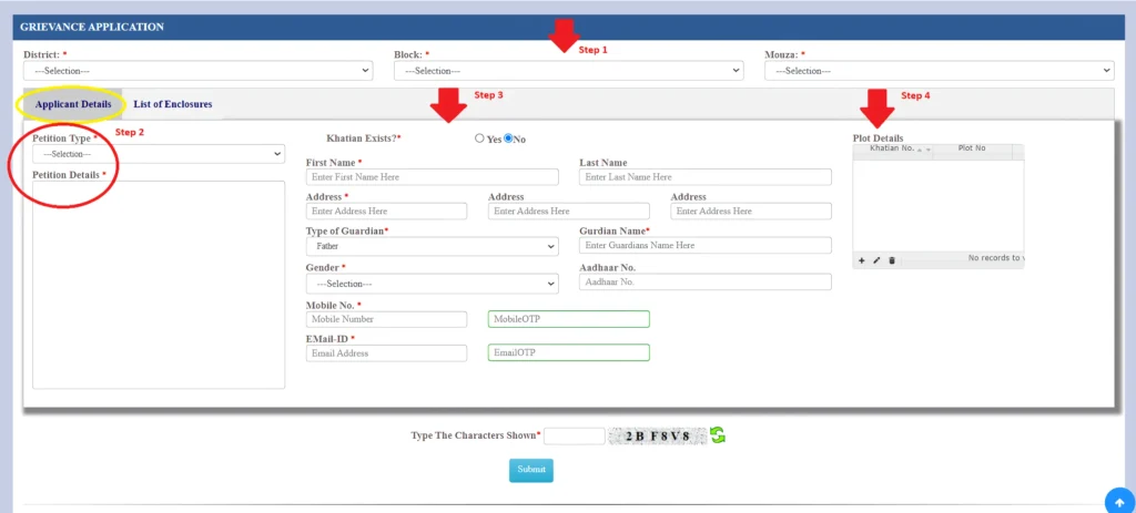 West Bengal Grievance Application and Status Check Portal
