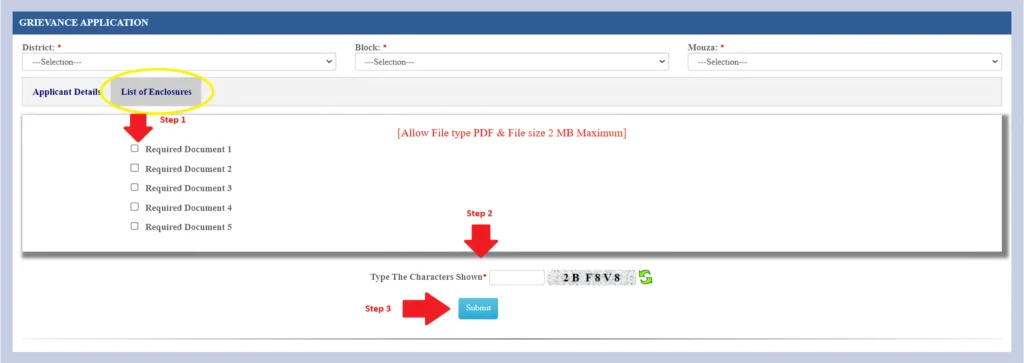 West Bengal Grievance Application and Status Check Portal