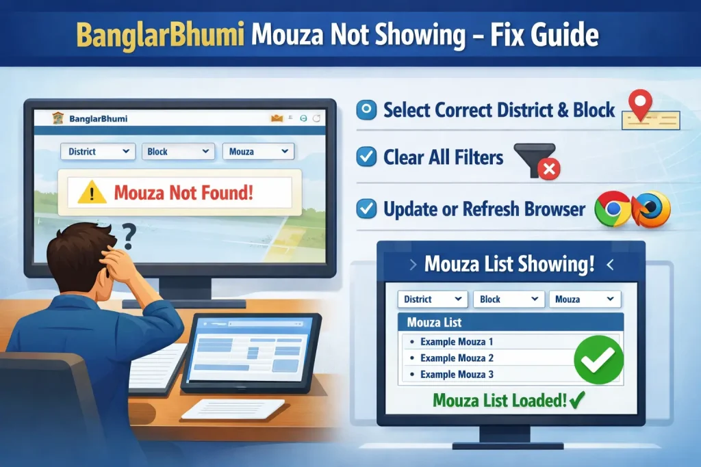 BanglarBhumi Mouza Not Showing Fix